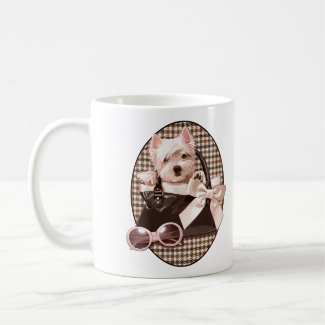 Houndstooth Westie puppy Coffee Mug (Left)