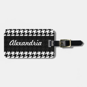 Houndstooth White Black Decorative Art Pattern Luggage Tag