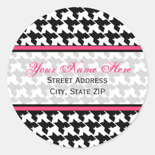 Houndstooth with Pink Address Labels