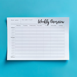Hour by Hour weekly overview notepad
