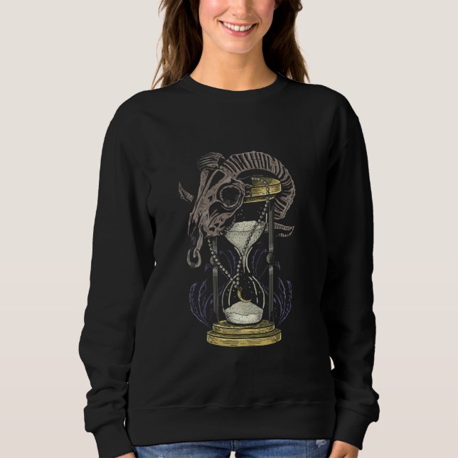 Hourglass Skull Sheep Time Traveller Science Ficti Sweatshirt (Front)