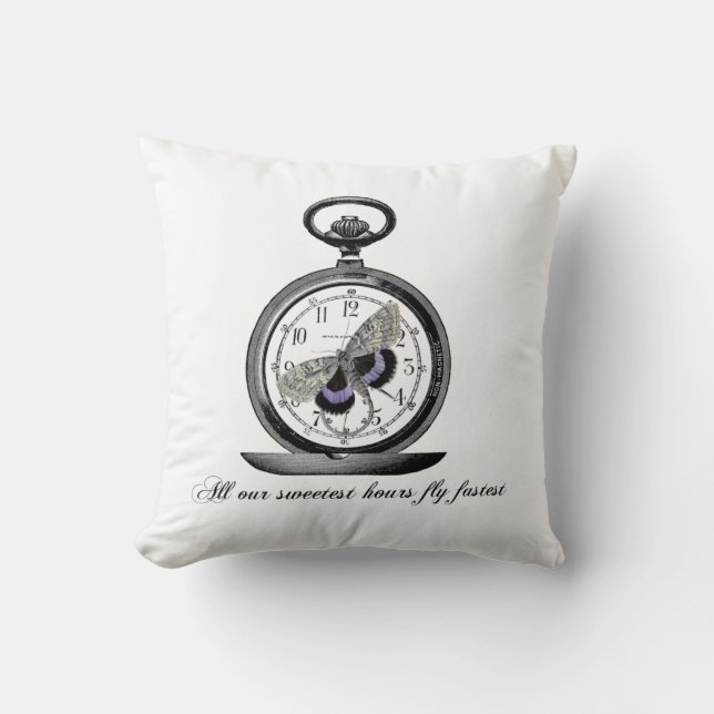 Hours fly fast, Pocket watch and butterfly Cushion (Front)