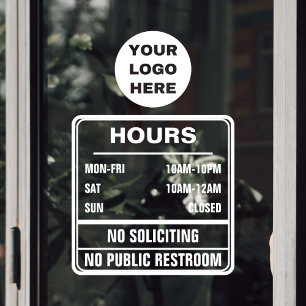 Hours of Operation No Soliciting Restroom Logo
