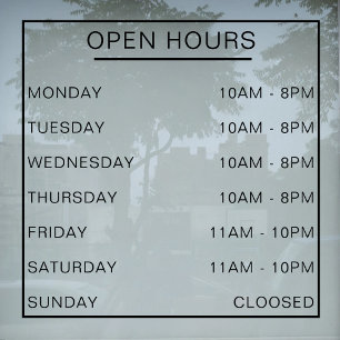 Hours of Operation Store Front Store Business Hour