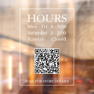 Hours Open Generate QR Code Message White on Clear
