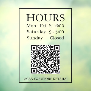 Hours Open Sign, Generate QR Code, Message, Black