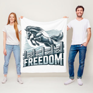 Hourse jumping over freedom wall ,symbol of power fleece blanket
