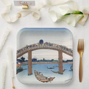 Housai  Mount Fuji seen from below Men's Bridge  Paper Plate