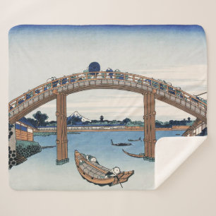 Housai Mount Fuji seen from below Men's Bridge Sherpa Blanket