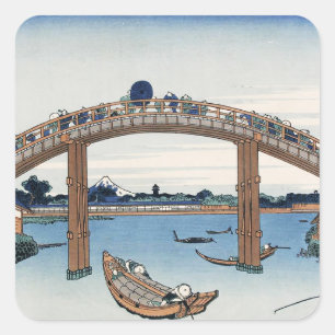 Housai  Mount Fuji seen from below Men's Bridge   Square Sticker