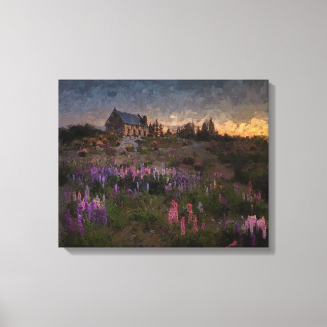 House among lavender canvas print (Front)