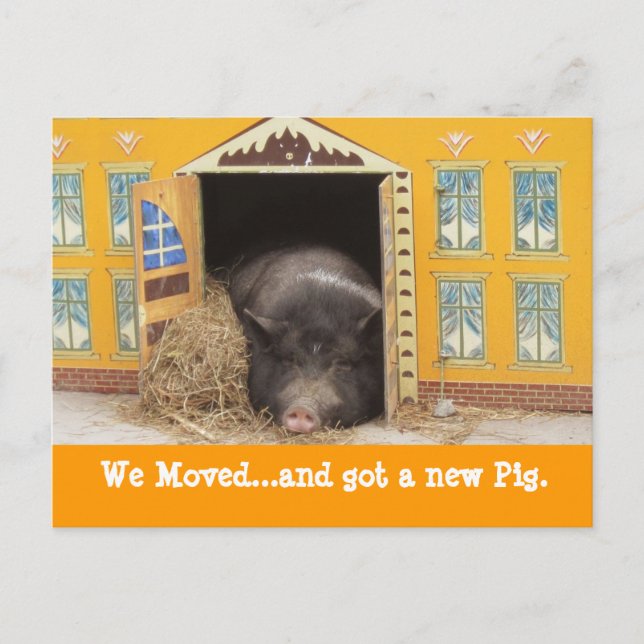 House and Pig We Moved New Address Cards (Front)