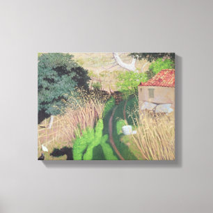 House and Reeds, c.1921-24 Canvas Print