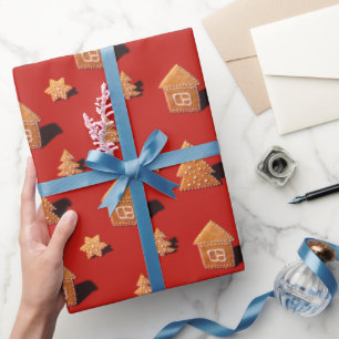 House and Tree shaped gingerbread cookies pattern Wrapping Paper