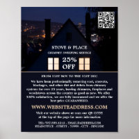 House at Night Portrait, Chimney Sweeping Service