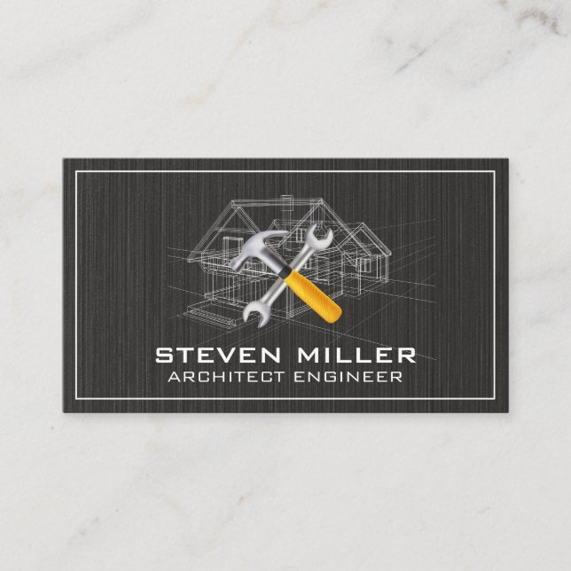 House Blue Print | Architect | Construction Tools Business Card (Front)
