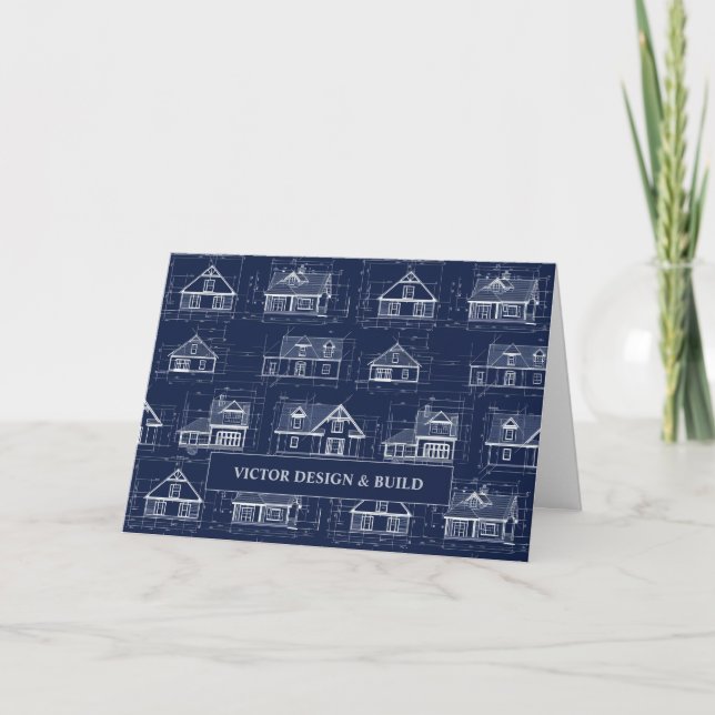 House Blueprint Business Thank You Card (Front)