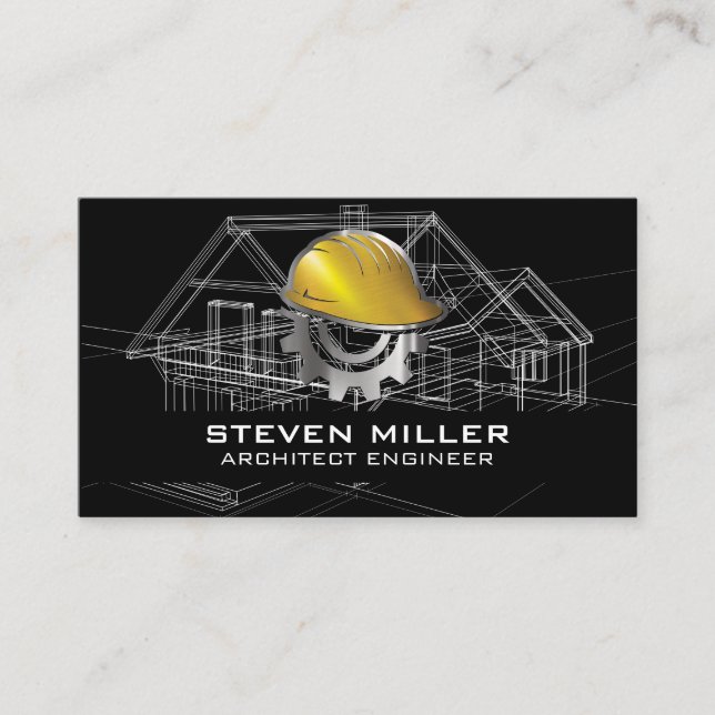 House Blueprints Schematics | Construction Gear Business Card (Front)