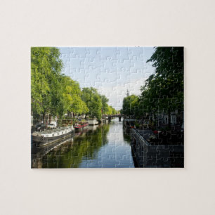 House Boats on Amsterdam Canal Europe Jigsaw Puzzle