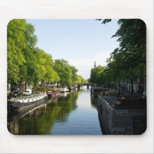 House Boats on Amsterdam Canal Mouse Pad