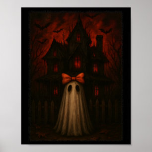 House Bow Shirt Scary Ghost Red Night Spooky  Poster