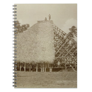 House Building in Samoa, c.1875 (sepia photo) Spiral Notebook