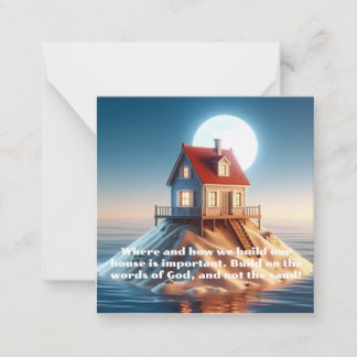 House built on sand, Christian faith fun reminders Card