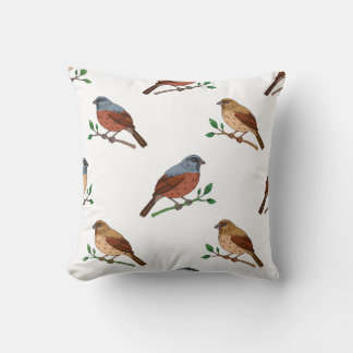 House Bunting Bird Pattern – Seamless Nature Desig Cushion