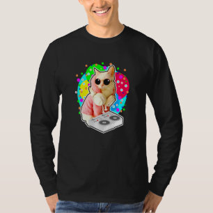 House Cat Rainbow Dj Cat Cute Kitty T-Shirt