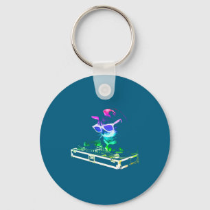 House Cat Rainbow Dj Cat  Key Ring