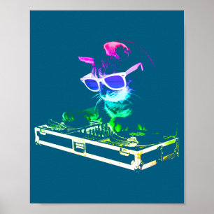 House Cat Rainbow Dj Cat  Poster