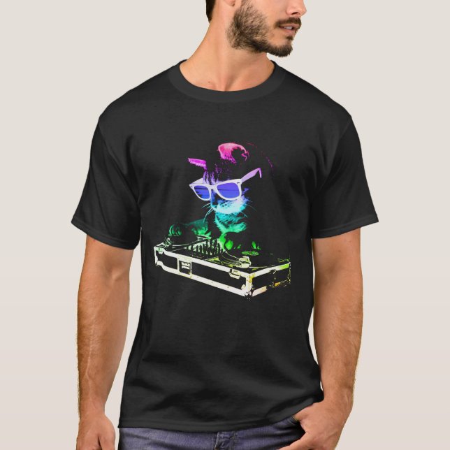 HOUSE CAT (Rainbow DJ Kitty) T-Shirt (Front)