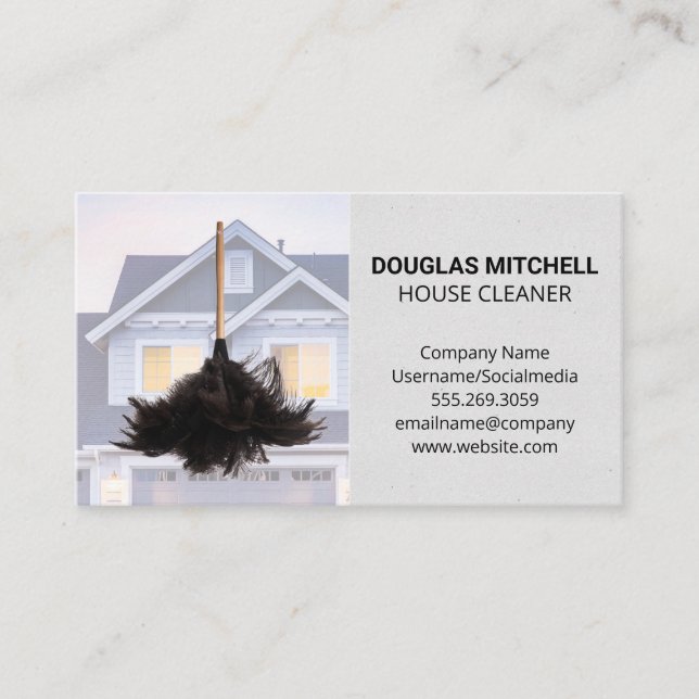 House Cleaner | Residential Home | Feather Duster Business Card (Front)