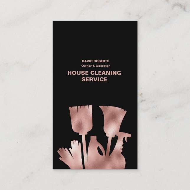 House Cleaner Rose Gold Cleaning Service Business  Card (Front)