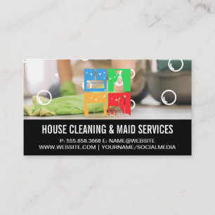 House Cleaner Soap Bubbles Maid Business Card