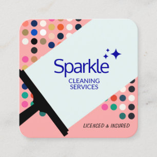 House Cleaner Squeegee Cleaning Service Square Business Card