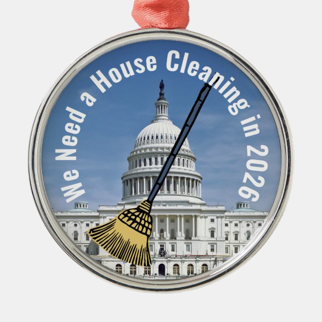 House Cleaning 2026 Election Metal Tree Decoration (Front)