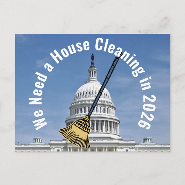 House Cleaning 2026 Election Postcard (Front)