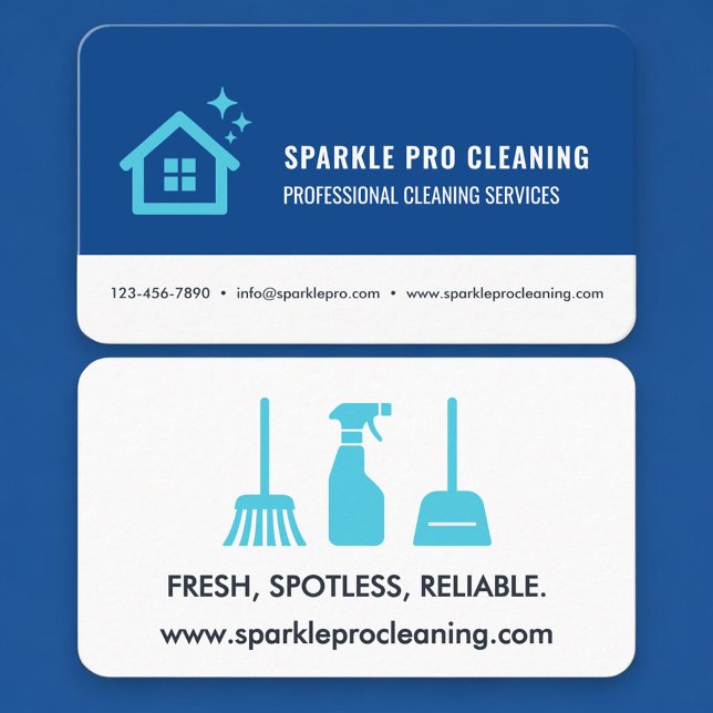 House Cleaning Blue Professional Business Card (Creator Uploaded)