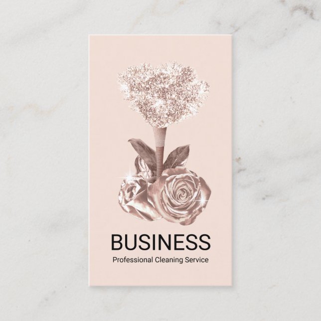 House Cleaning Blush Pink Housekeeping Maid Business Card (Front)