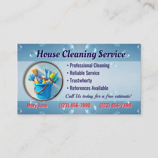 House Cleaning Business Cards (Front)