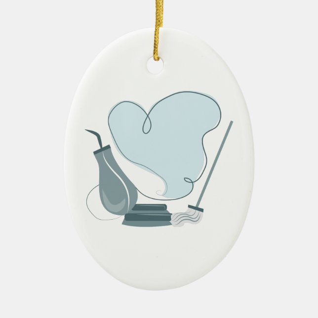 House Cleaning Ceramic Tree Decoration (Front)