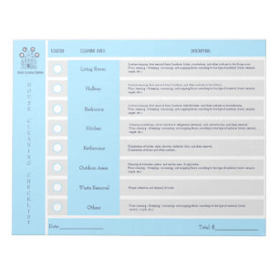 House Cleaning Checklist and Budget Notepad
