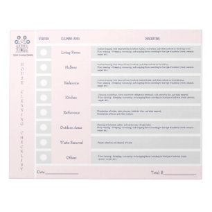 House Cleaning Checklist and Budget Notepad