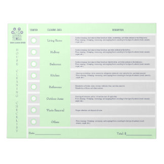 House Cleaning Checklist and Budget Notepad