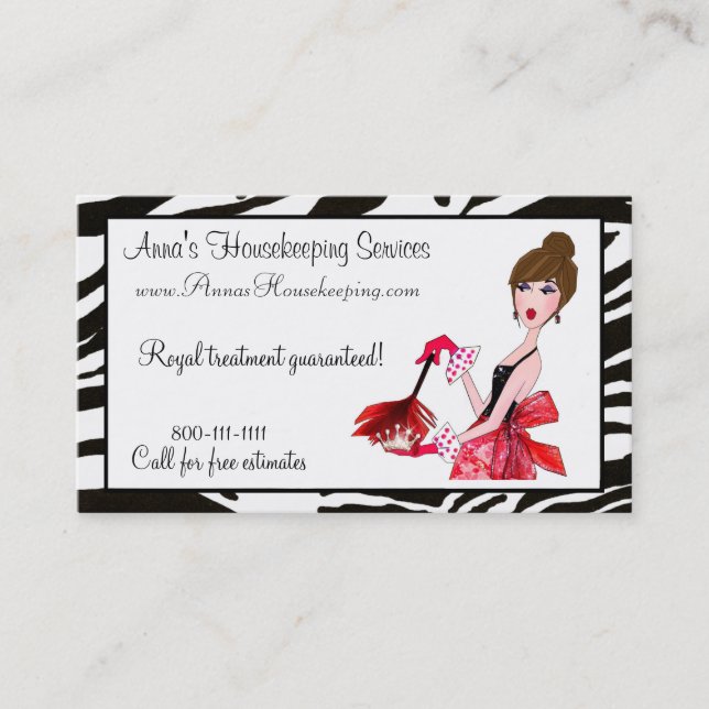 House Cleaning Diva / Dark Hair Business Cards (Front)