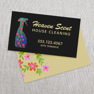 House Cleaning Floral Spray Bottle Business Card