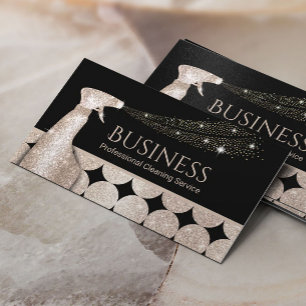  House Cleaning Geometric Gold Circles Maid Business Card