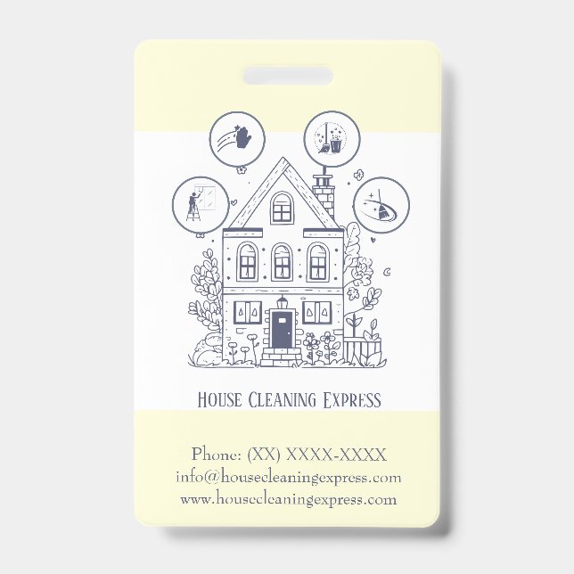 House Cleaning Home Services Charming ID Badge (Front)