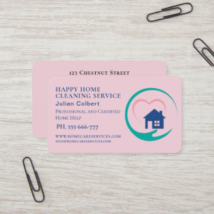 House Cleaning Home Services Charming Pink Business Card